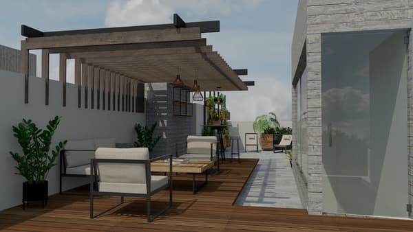 Roof garden con zona de estar en Pitágoras 955
